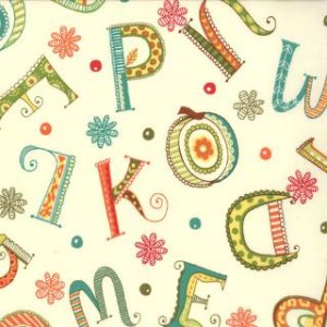 Keiki Mind Your Ps & Qs Fabric - Whimsy Letters - Cream (32711 18)