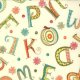 Keiki Mind Your Ps & Qs - Whimsy Letters - Cream (32711 18) Fabric photo