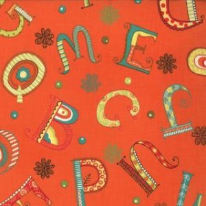 Keiki Mind Your Ps & Qs Fabric - Whimsy Letters - Tangerine (32711 15)