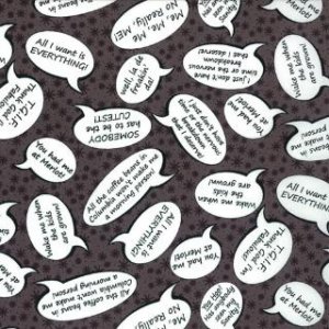 Olive Sandwiches Keep It Sassy Fabric - Word Bubble - Black (1402 19)