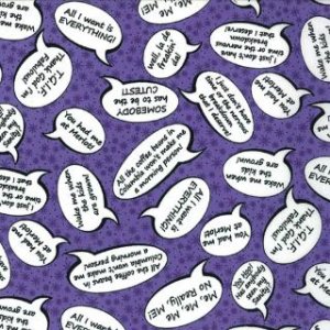 Olive Sandwiches Keep It Sassy Fabric - Word Bubble - Violet (1402 14)