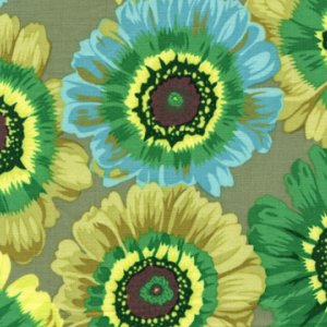 Philip Jacobs Painted Daisies Fabric - Green