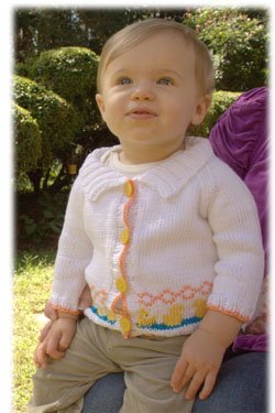 Plymouth Yarn Baby & Children Patterns - 2487 Cleo Baby Duck Fairisle Cardigan Pattern