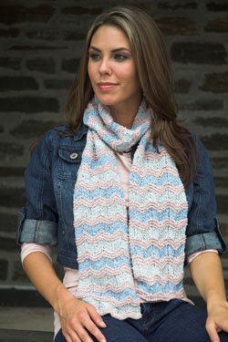 Plymouth Yarn Women's Accessory Patterns - 2530 Linen Concerto 3 Color Chevron Scarf Pattern