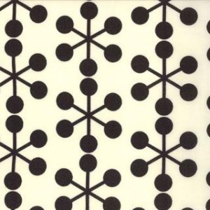Zen Chic Comma Fabric - Asterisks - Chalk Black (1511 11)