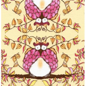 Tina Givens Opal Owl Fabric - Opal Owl - Pink