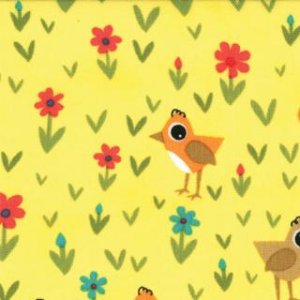 Jenn Ski Oink-A-Doodle-Moo Fabric - Chicks and Daisies - Sunshine (30525 19)