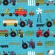 Jenn Ski Oink-A-Doodle-Moo - Tractor Garden - Turquoise (30523 16) Fabric photo