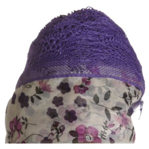 Circulo Tecido Rendado Trico Yarn - 2867 Purple Flowers on Ecru with Purple Lace