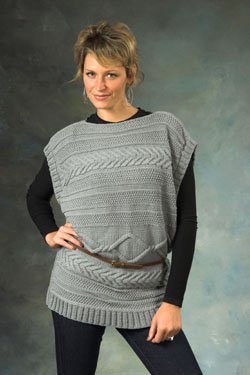 Plymouth Yarn Adult Vest Patterns - 2352 Worsted Merino Superwash Cabled Pullover Pattern