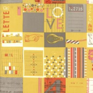 Julie Comstock 2wenty Thr3e Fabric - Love Letters  - Mustard (37050 14)