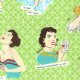 Mary Jane Glamping - Glamour Girls - Spring Green (11600 13) Fabric photo