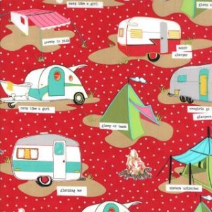 Mary Jane Glamping Fabric - Tents & Trailers - Barn Red (16601 17)