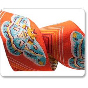 Renaissance Ribbons Anna Maria Horner Ribbon Fabric - Moths - Orange - 1-1/2"