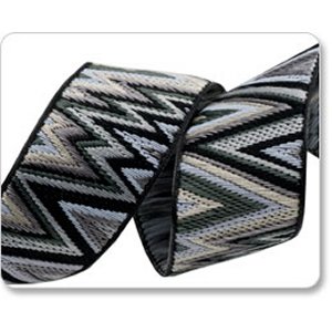 Renaissance Ribbons Kaffe Fassett Ribbon Fabric - Flame Stitch - Black - 7/8"