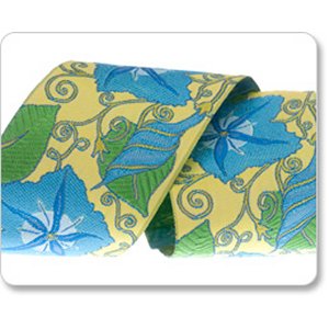 Renaissance Ribbons Laura Foster Nicholson Ribbon Fabric - Morning Glory - Blue - 2"