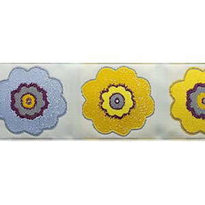 Renaissance Ribbons Laura Foster Nicholson Ribbon Fabric - Primrose - Purple and Mustard - 1-1/2"