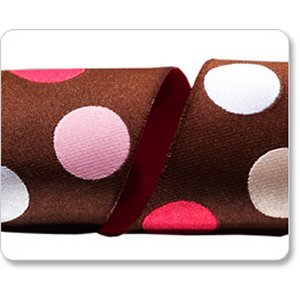 Renaissance Ribbons Fabric - Dots - Brown and Pink - 1-1/2"