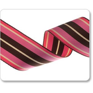 Renaissance Ribbons Fabric - Grosgrain - Brown and Pink - 1-1/2"