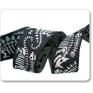 Renaissance Ribbons Raphael Kerley Ribbon Fabric - Dinosaurs - Black - 7/8"