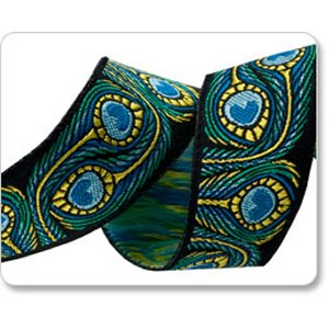 Renaissance Ribbons Raphael Kerley Ribbon Fabric - Peacock - Blue/Green - 7/8"