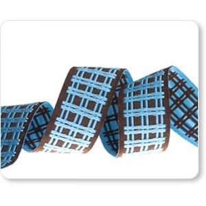 Renaissance Ribbons Fabric - Plaid - Blue/Brown Reversible - 5/8"
