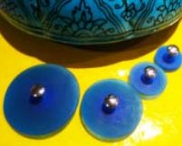 Jul Resin Pedestal Buttons - Turquoise - Small 1.25"