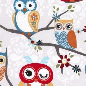AdornIt Nested Owl Charcoal Fabric - Perched Owls - Charcoal
