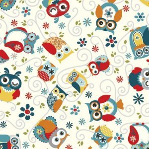 AdornIt Nested Owl Charcoal Fabric - Owls All Around - Charcoal