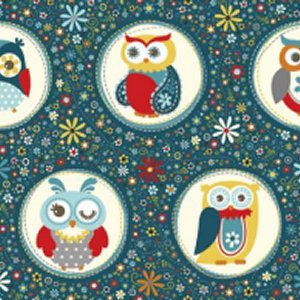 AdornIt Nested Owl Charcoal Fabric - Owl Polka Dot - Navy