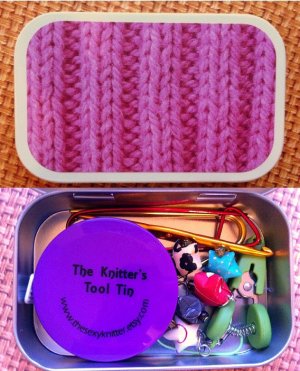 The Sexy Knitter Knitter's Tool Tins - Pink Ribbing