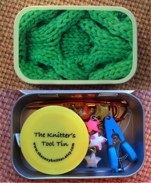 The Sexy Knitter Knitter's Tool Tins - Green Cables