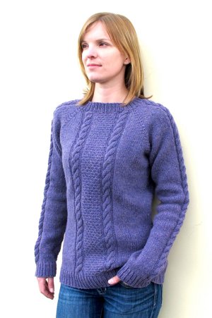 Knitting Pure and Simple Women's Sweater Patterns - 1305 - Beginner Cable Pullover Pattern