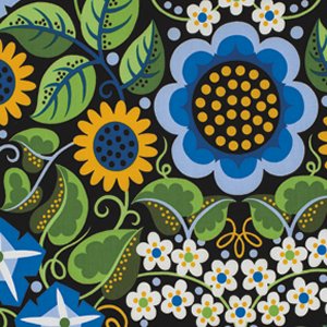 Jane Sassaman Wild Child Fabric - Flower Fiesta - Blue