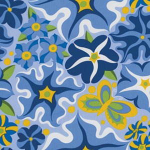 Jane Sassaman Wild Child Fabric - Passionate Petunias - Blue