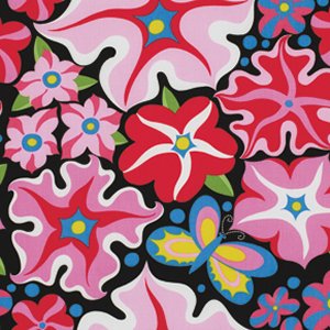 Jane Sassaman Wild Child Fabric - Passionate Petunias - Pink