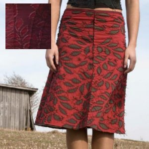 Alabama Chanin Bloomers Swing Skirt - Small - Burgundy/Carmine
