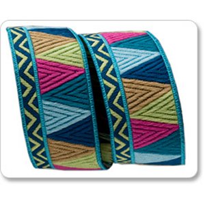 Renaissance Ribbons Amy Butler Ribbon Fabric - Belle Mosaic - Blue - 7/8"