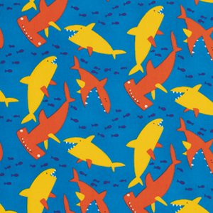 David Walker Beach Fabric - Sharks - Ocean