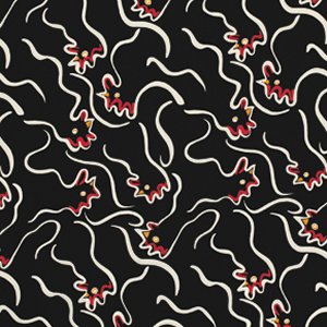 Luella Doss Fowl Play Fabric - Abstract Chix - Black