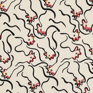 Luella Doss Fowl Play Fabric - Abstract Chix - Ivory