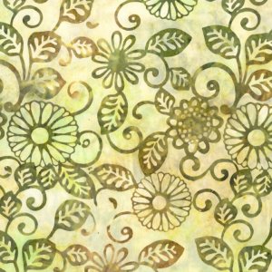 Michael Miller Fabrics Batiks Fabric - Floral Fling - Celedon