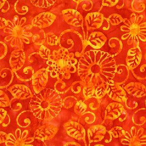 Michael Miller Fabrics Batiks Fabric - Floral Fling - Tangerine