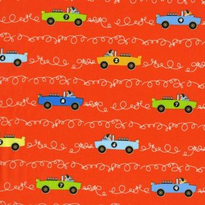 Michael Miller Fabrics Les Monsieurs Fabric - Scribble Cars - Clementine