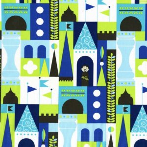 Michael Miller Fabrics Les Monsieurs Fabric - Castle Blocks - Blue