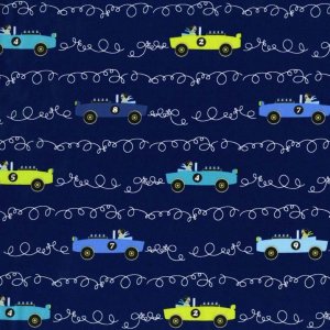 Michael Miller Fabrics Les Monsieurs Fabric - Scribble Cars - Navy