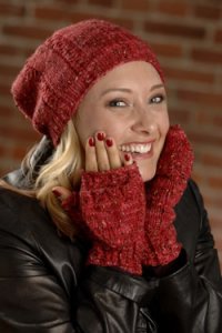 Plymouth Yarn Women's Accessory Patterns - 2611 Cable Rib Hat And Flip Top Mitts Pattern