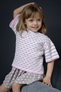 Plymouth Yarn Baby & Children Patterns - 2570 Girl's Quilt Stitch Boatneck Pullover Pattern