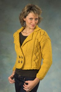 Plymouth Yarn Jacket & Cardigan Patterns - 2256 Double Breasted Cropped Cardigan Pattern