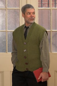 Plymouth Yarn Adult Vest Patterns - 2505 Man's V-Neck Cardi Vest Pattern